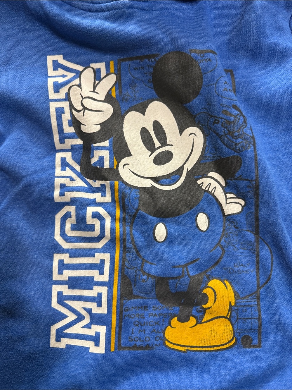 Disney Blue Mickey Mouse Pullover Hoodie with Yellow Accents - Picture 3 of 4